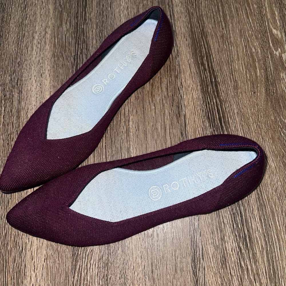 Rothy's Womens Pointed Flats in Burgundy